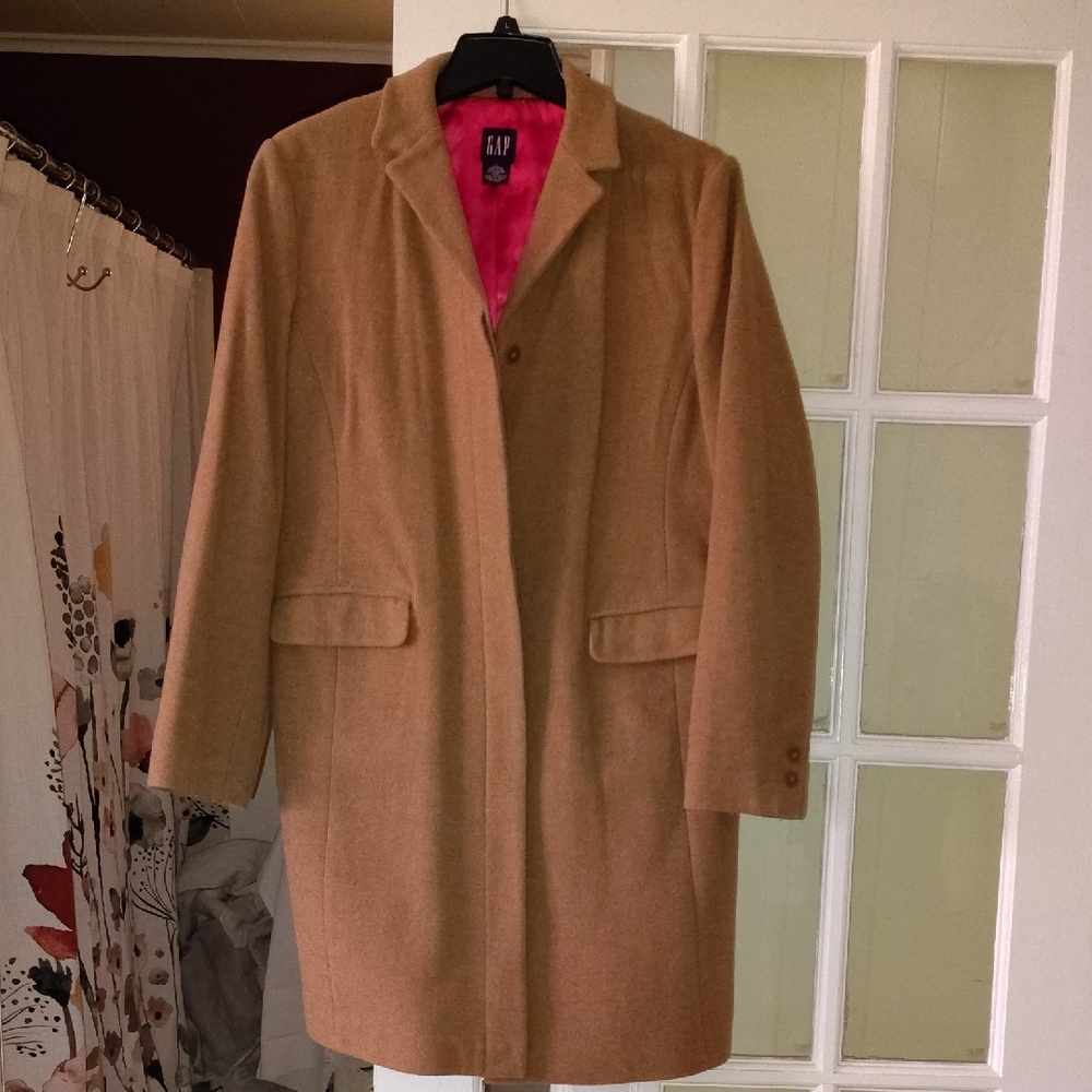 GAP Camel Coat with Bold Pink Lining